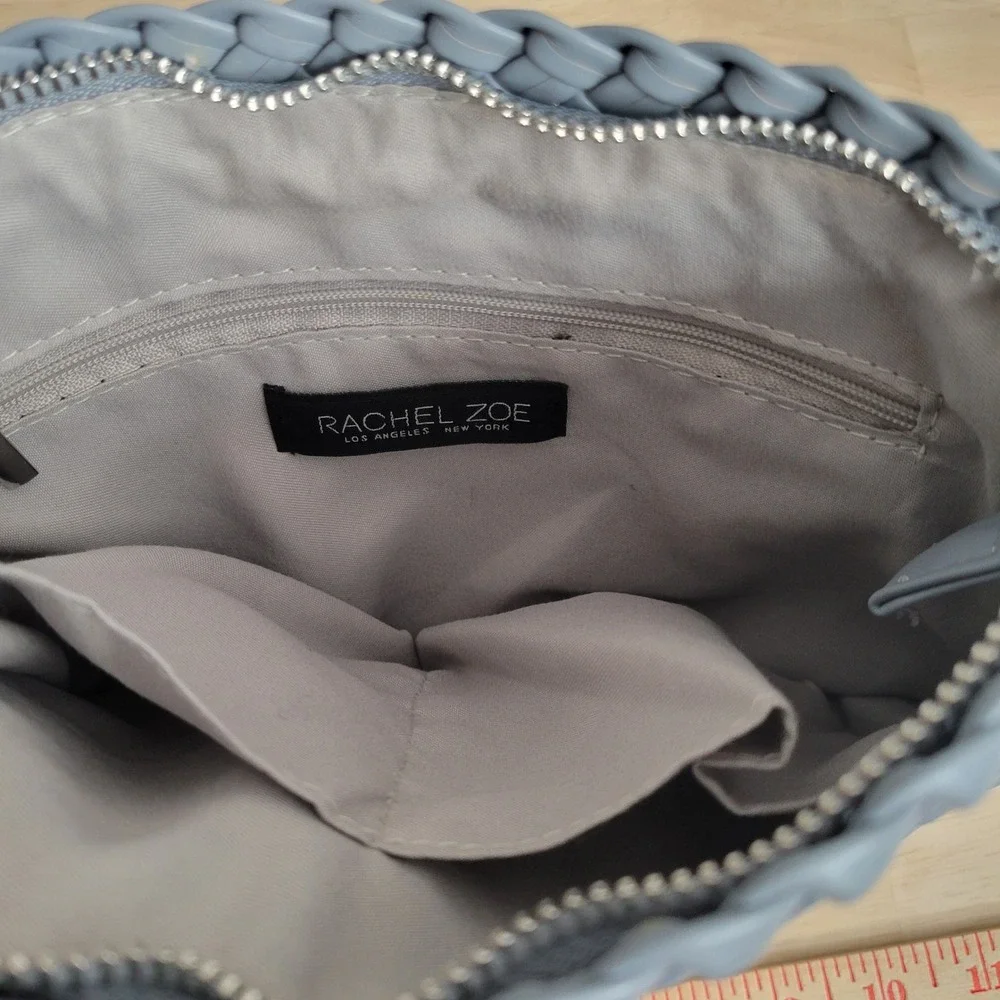 Rachel Zoe Gray Woven Textured Faux Leather Wristlet Clutch Bag‎